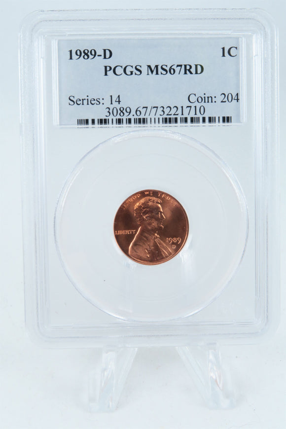 1989-D PCGS MS67RD Lincoln Memorial Cent Business Strike 1C