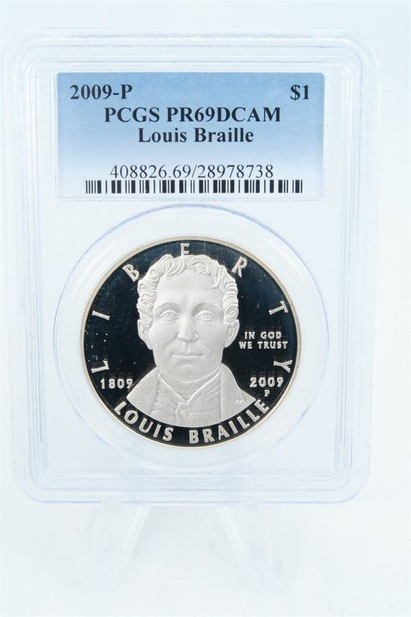2009-P PCGS PR69DCAM Louis Braille Silver Modern Commemorative Dollar Proof