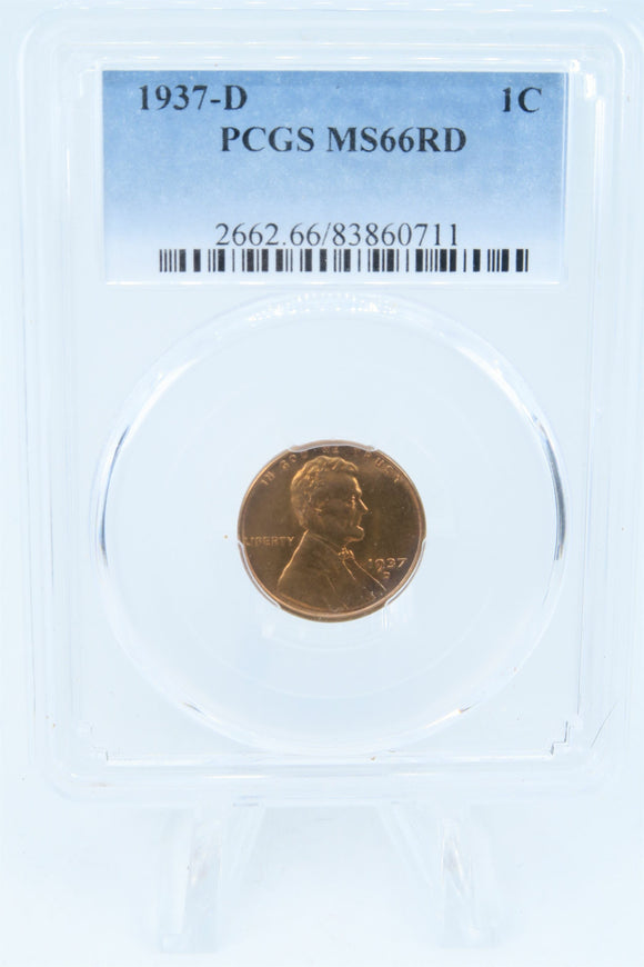 1937-D PCGS MS66RD Lincoln Wheat Cent Business Strike 1C