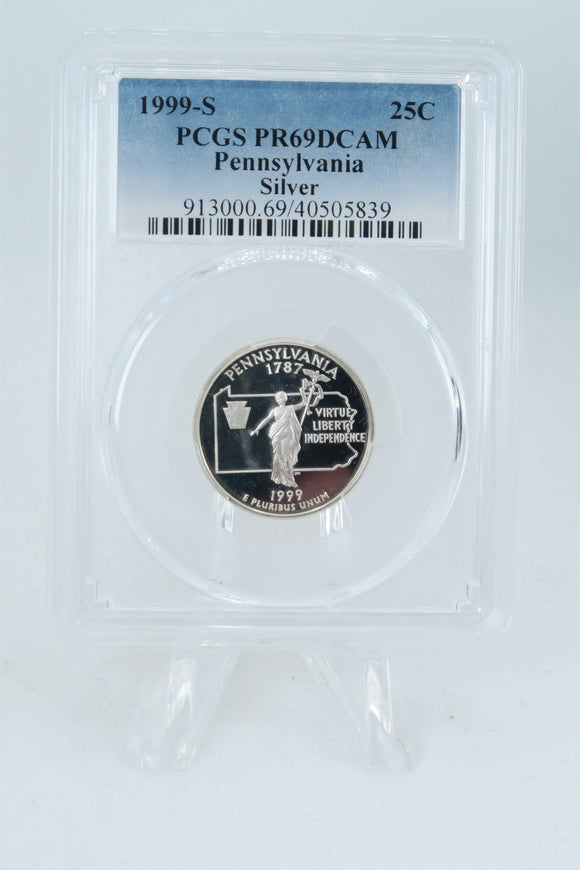 1999-S PCGS PR69DCAM Silver Pennsylvania State Quarter Proof 25C