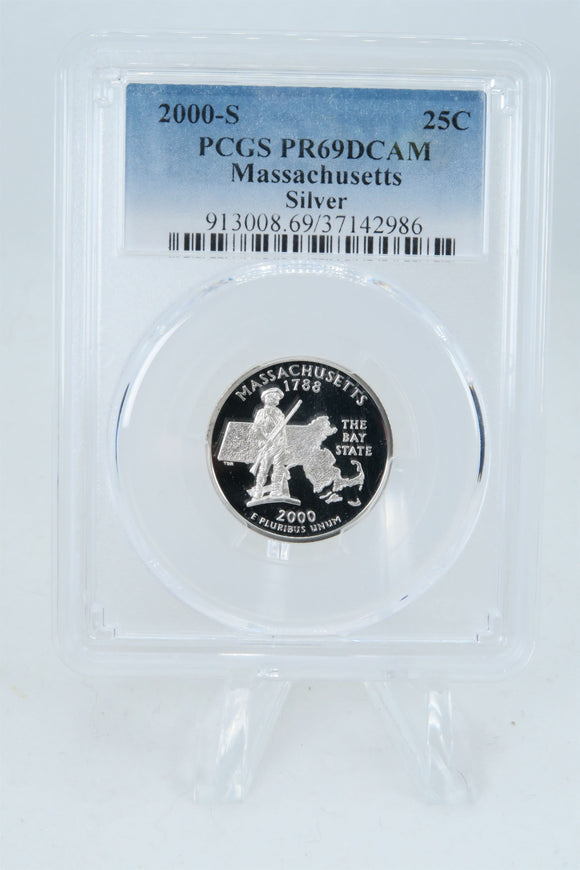 2000-S PCGS PR69DCAM Silver Massachusetts State Quarter Proof 25C