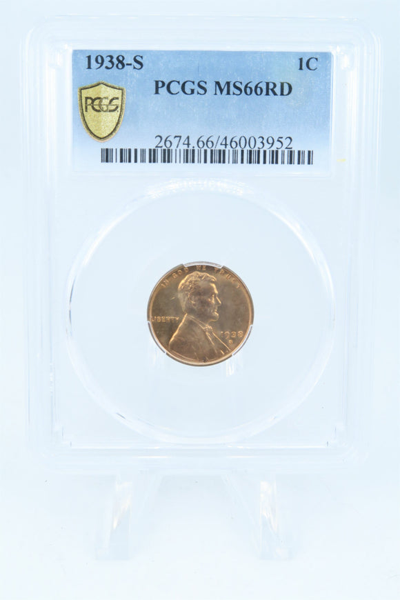 1938-S PCGS MS66RD Lincoln Wheat Cent Business Strike 1C