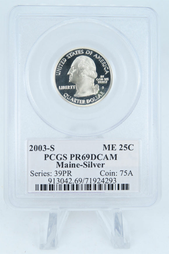 2003-S PCGS PR69DCAM Silver Maine State Quarter Proof 25C