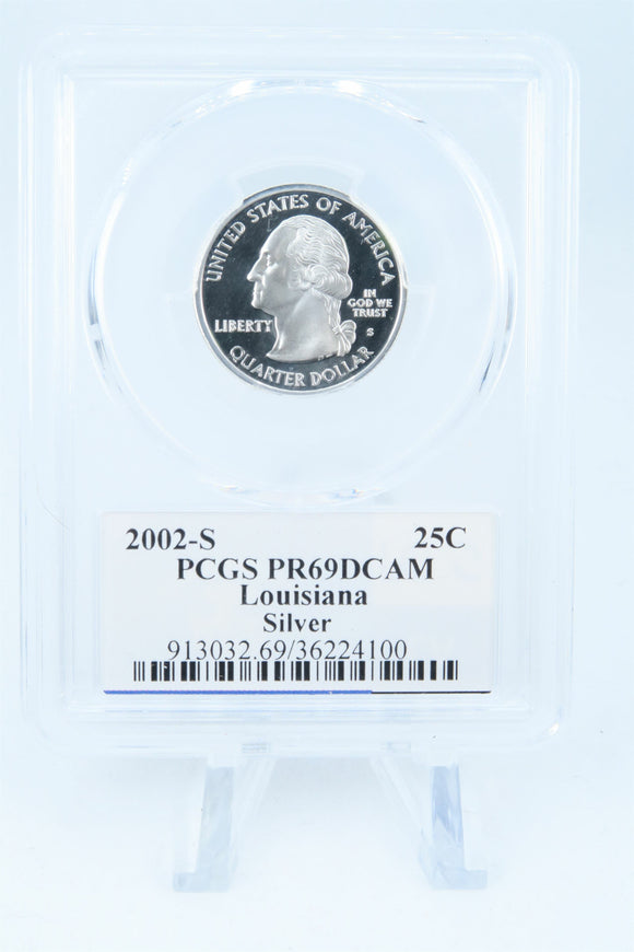 2002-S PCGS PR69DCAM Silver Louisiana State Quarter Proof 25C