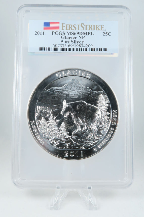 2011-P PCGS MS69DMPL Glacier NP 5 Oz Silver Coin 25C