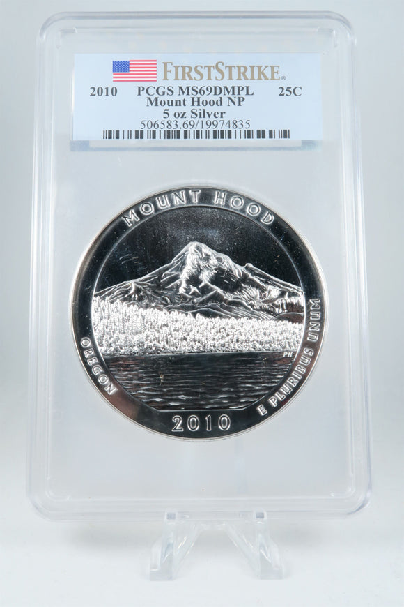 2010-P PCGS MS69DMPL Mount Hood NP 5 Oz Silver Coin 25C
