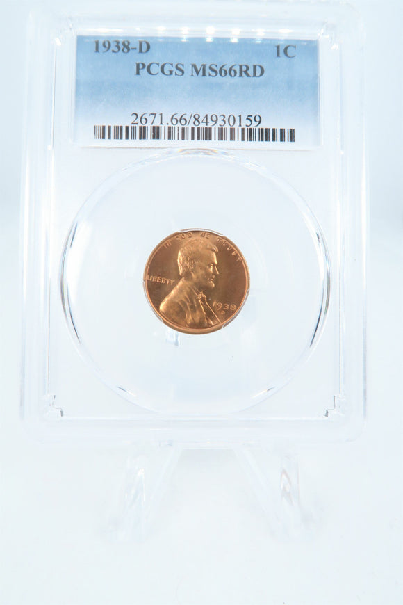 1938-D PCGS MS66RD Lincoln Wheat Cent Business Strike 1C