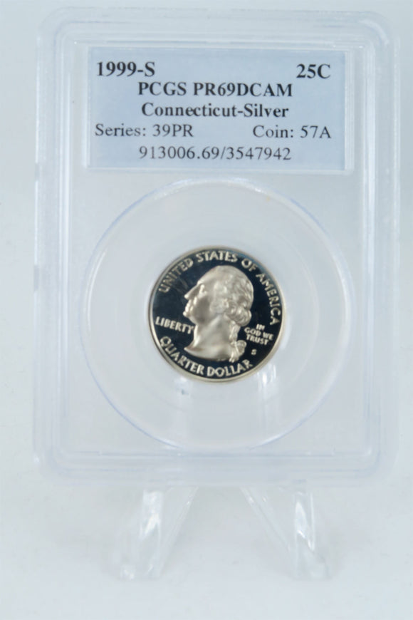 1999-S PCGS PR69DCAM Silver Connecticut State Quarter Proof 25C