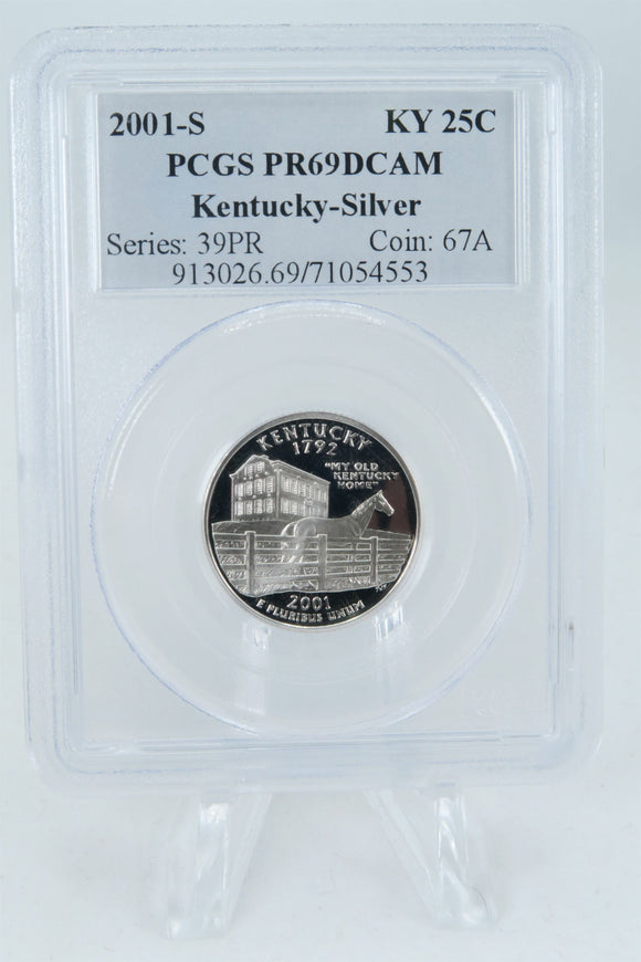 2001-S PCGS PR69DCAM Silver Kentucky State Quarter Proof 25C