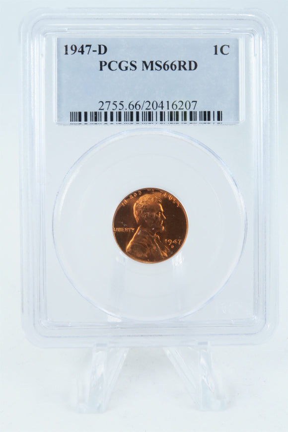 1947-D PCGS MS66RD Lincoln Wheat Cent Business Strike 1C
