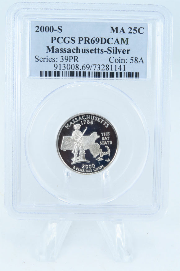 2000-S PCGS PR69DCAM Silver Massachusetts State Quarter Proof 25C