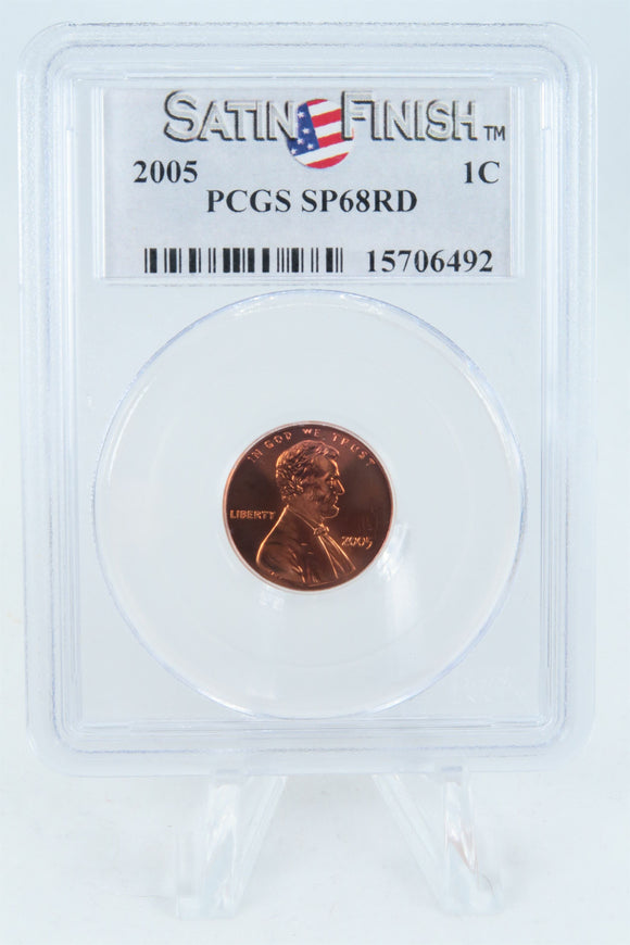 2005-P PCGS SP68RD Satin Finish Lincoln Cent 1C