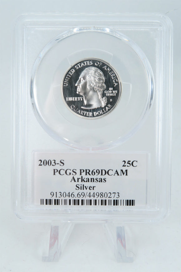 2003-S PCGS PR69DCAM Silver Arkansas State Quarter Proof 25C