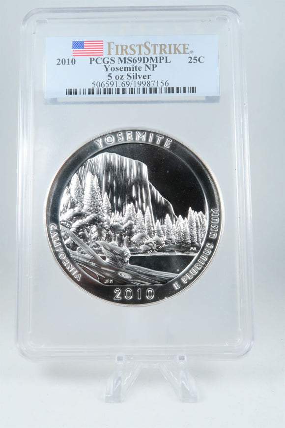 2010-P PCGS MS69DMPL Yosemite NP 5 Oz Silver Coin 25C