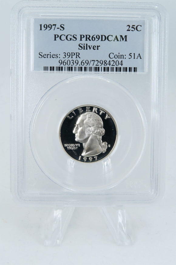 1997-S PCGS PR69DCAM Silver Washington Quarter Proof 25C