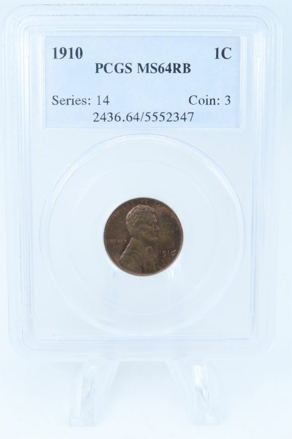 1910-P PCGS MS64RB Lincoln Wheat Cent Business Strike 1C