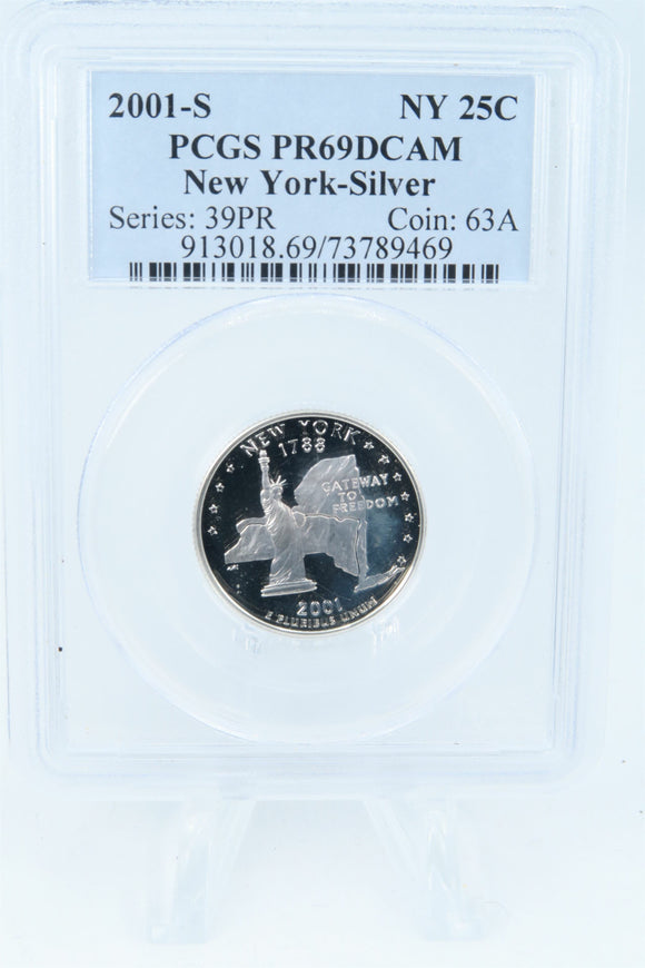 2001-S PCGS PR69DCAM Silver New York State Quarter Proof 25C *Toning