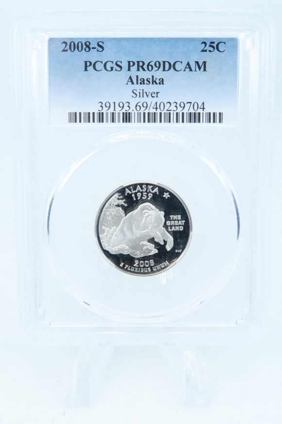 2008-S PCGS PR69DCAM Silver Alaska State Quarter Proof 25C