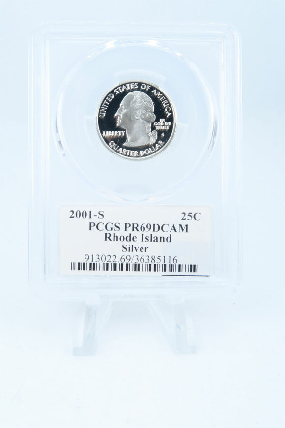 2001-S PCGS PR69DCAM Silver Rhode Island State Quarter Proof 25C