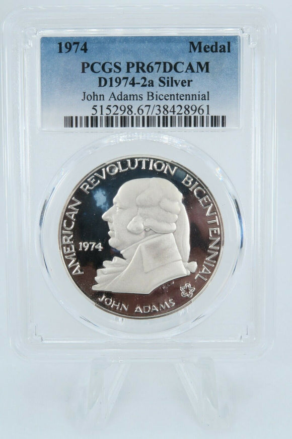 1974 PCGS PR67DCAM John Adams Bicentennial Medal D1974-2a Silver *Spotting*