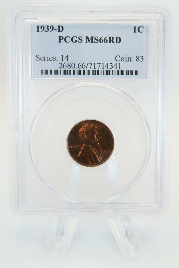 1939-D PCGS MS66RD Lincoln Wheat Cent Business Strike 1C