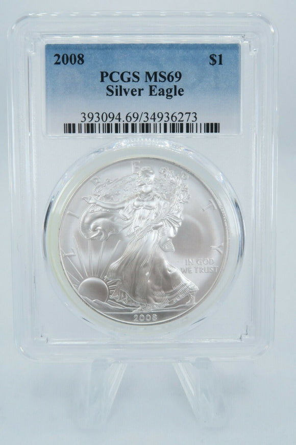 2008 PCGS MS69 American Silver Eagle Bullion Dollar Business Strike 1 oz $1