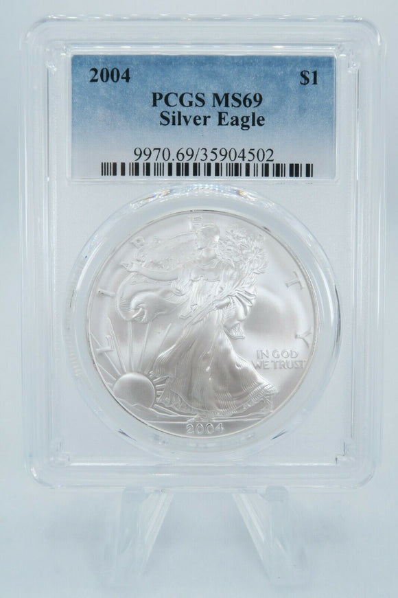 2004 PCGS MS69 American Silver Eagle Bullion Dollar Business Strike 1 oz $1