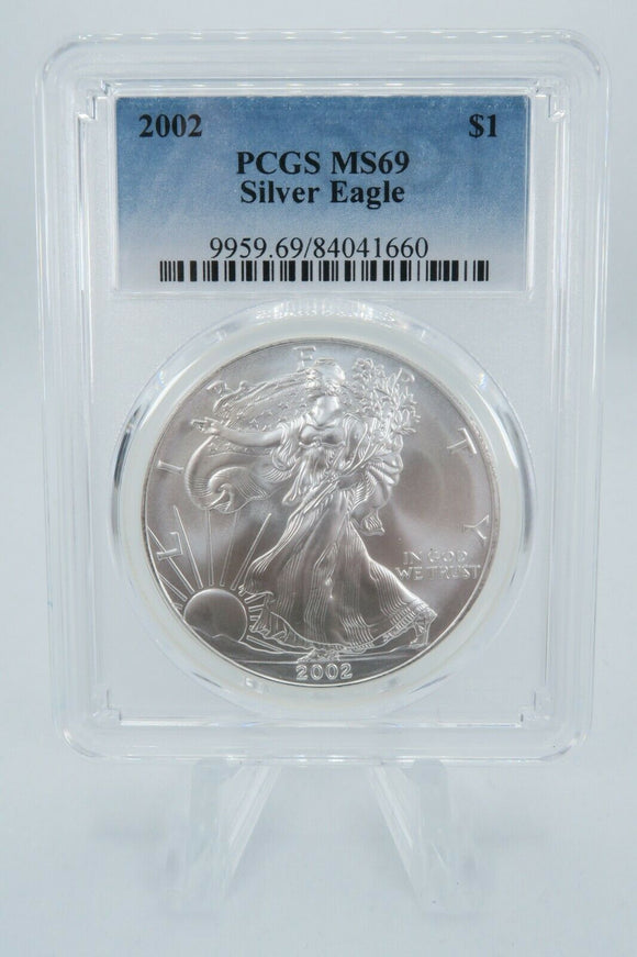 2002 PCGS MS69 American Silver Eagle Bullion Dollar Business Strike 1 oz $1