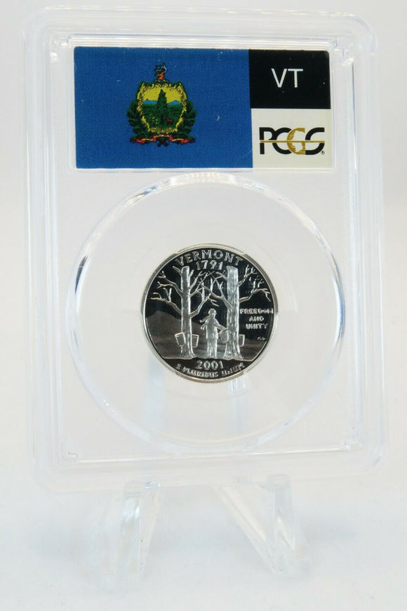 2001-S PCGS PR69DCAM Silver Vermont State Quarter Proof 25C