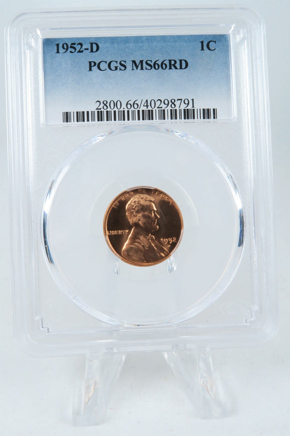 1952-D PCGS MS66RD Lincoln What Cent Business Strike 1C